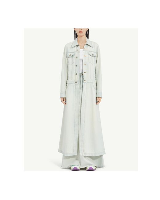 MM6 by Maison Margiela White Denim Long-Sleeved Midi Dress