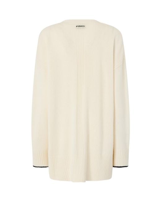Pinko Natural V-Neck Button-Up Cardigan