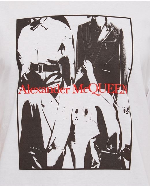 McQueen White Logo Printed Crewneck T-Shirt for men