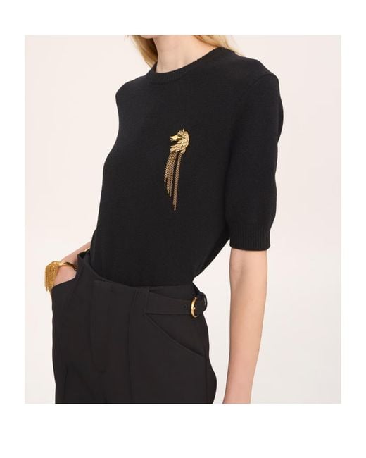 Chloé Black Short-Sleeved Knitted Pullover