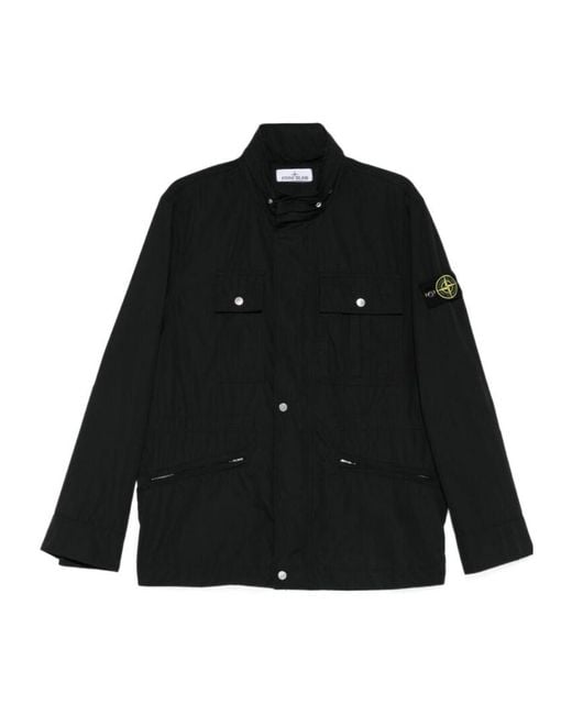 Stone Island Black Long-Sleeved Casual Jacket for men
