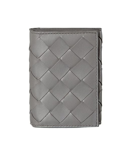 Bottega Veneta Gray Woven Flip Wallet