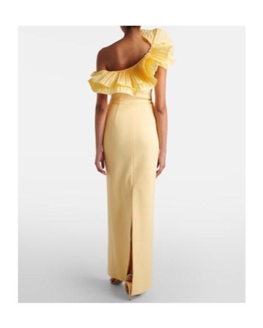 Rebecca Vallance Metallic Lulu One-Shoulder Crepe Maxi Dress