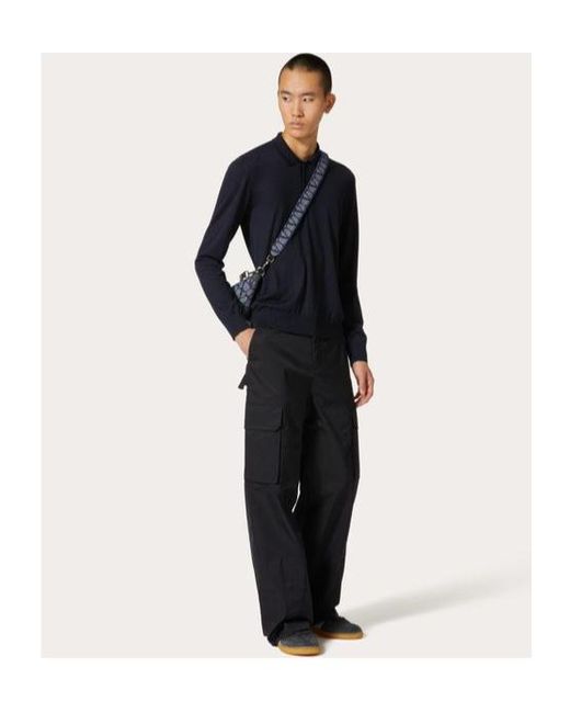 Valentino Blue Long-Sleeved Polo Shirt for men