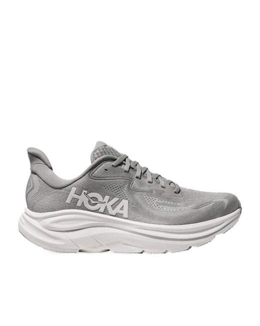 Hoka One One Gray Clifton 10 Lace-Up Sneakers for men
