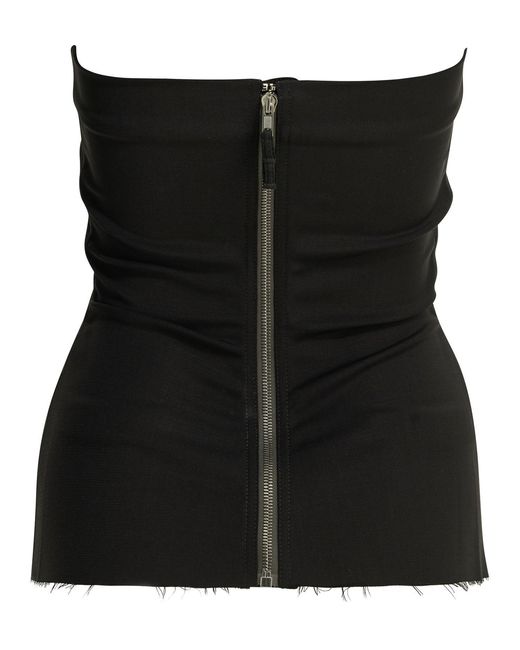 Rick Owens Black Crepe Bustier Top