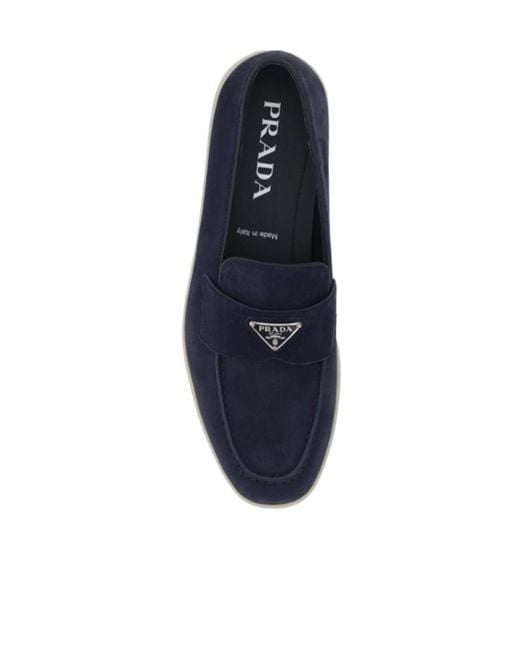 Prada Blue Suede Loafers for men
