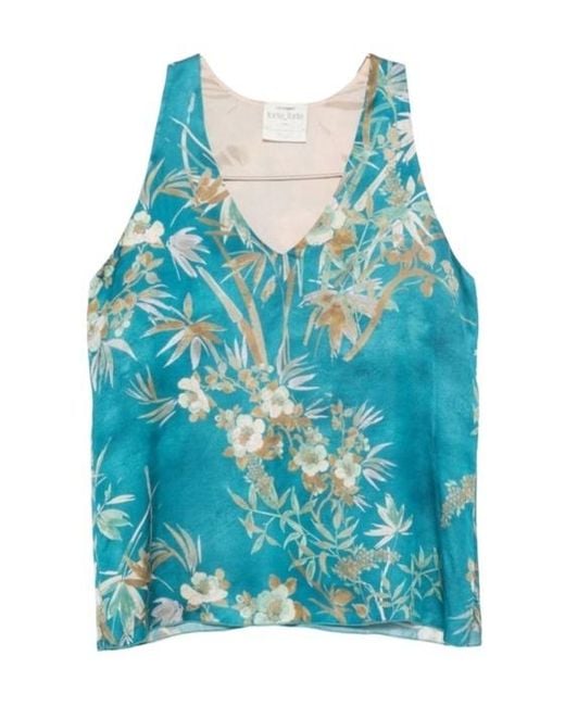 Forte_forte Blue Floral-Print Sleeveless Top