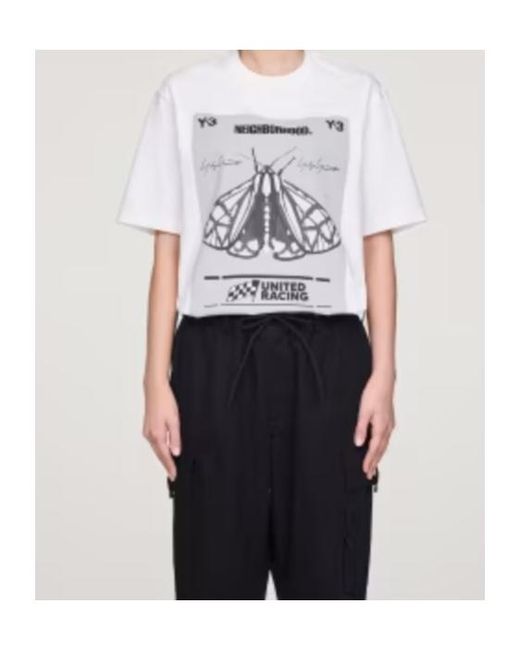 Y-3 White Logo Printed Crewneck T-Shirt for men