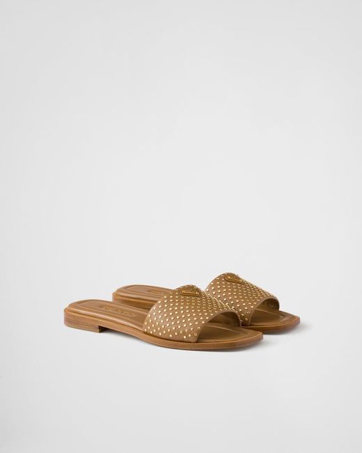 Prada Brown Nappa Leather Slides