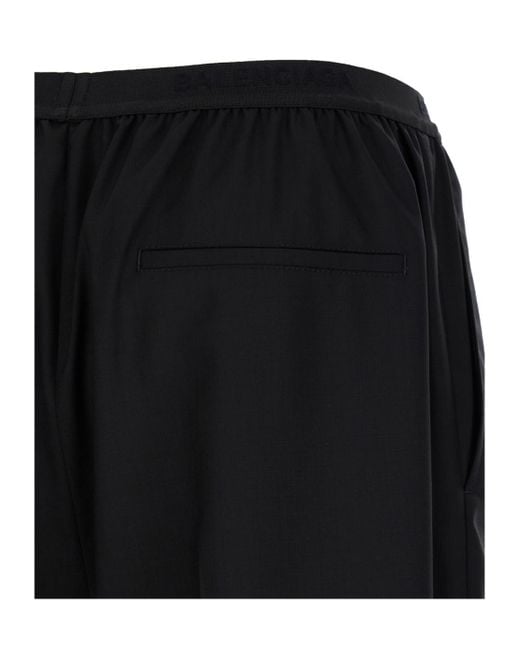 Balenciaga Black Elastic Waist Jogging Pants for men