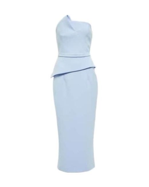 Safiyaa Blue Delani Peplum Midi Dress