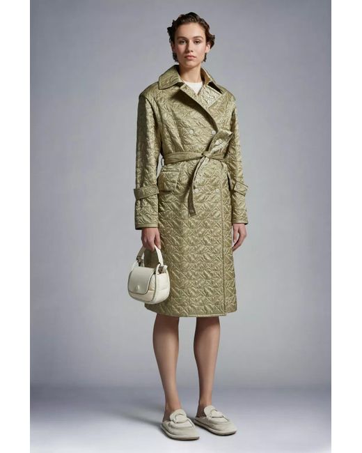 Moncler Green Samare Belted Quilted Coat
