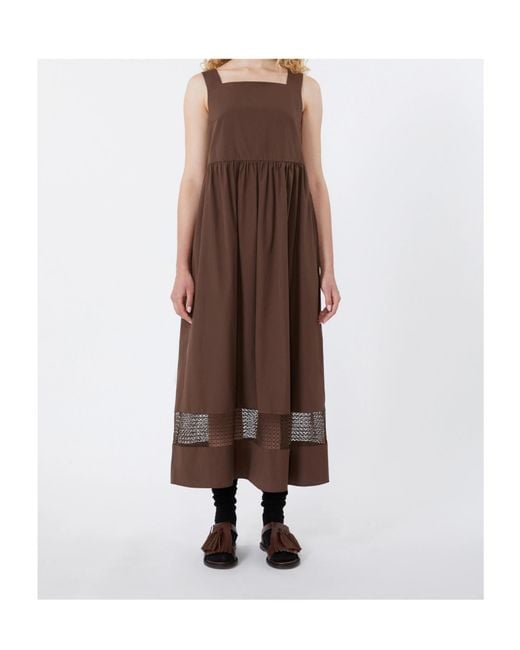 Weekend by Maxmara Brown Cotton Lace-Trim Midi Dress