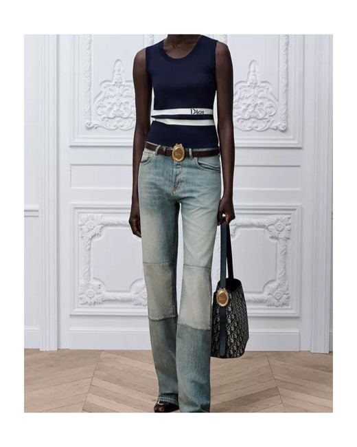 Dior Blue Marinière Fitted Sweater Vest