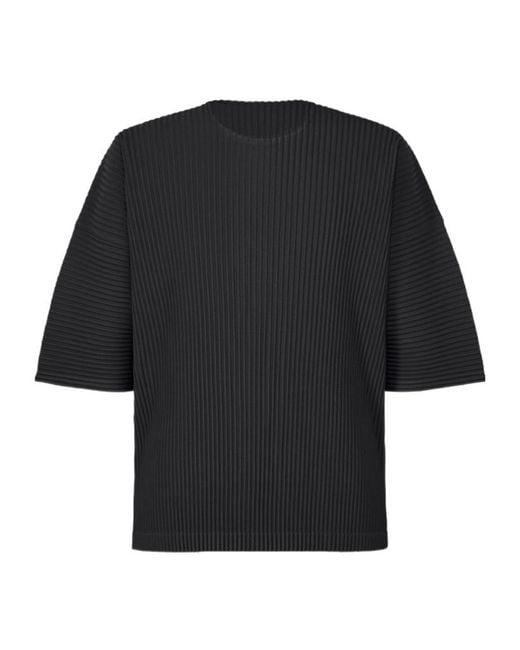 Homme Plissé Issey Miyake Black Plissé T-Shirt for men