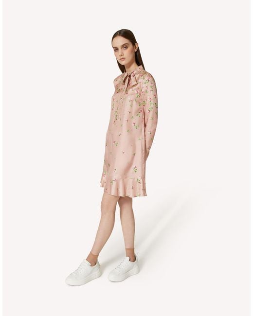 RED Valentino Pink Rose Gradient Print Dress