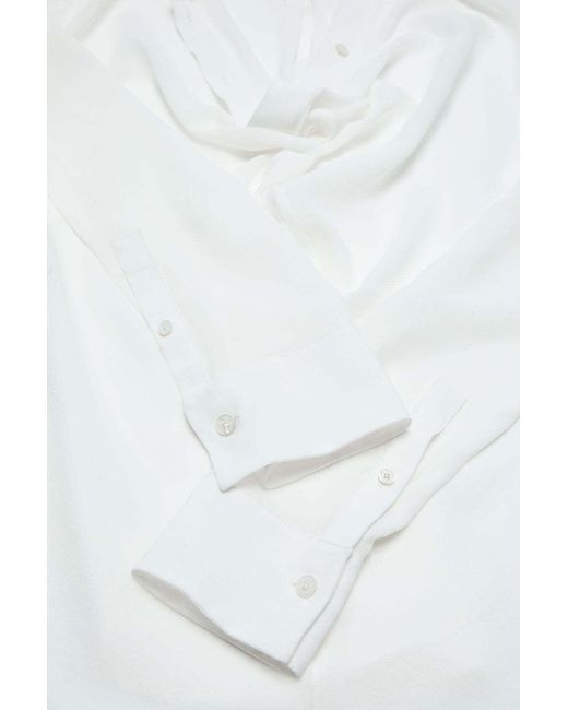 Acne White Drape-Neck Shirt