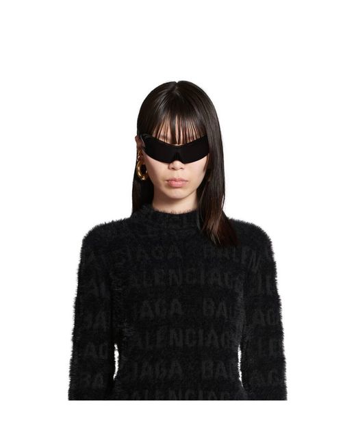 Balenciaga Black Logo-Knit Fuzzy Jumper