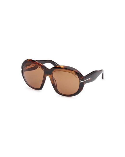 Tom Ford Brown Eyewear Round-Frame Sunglasses