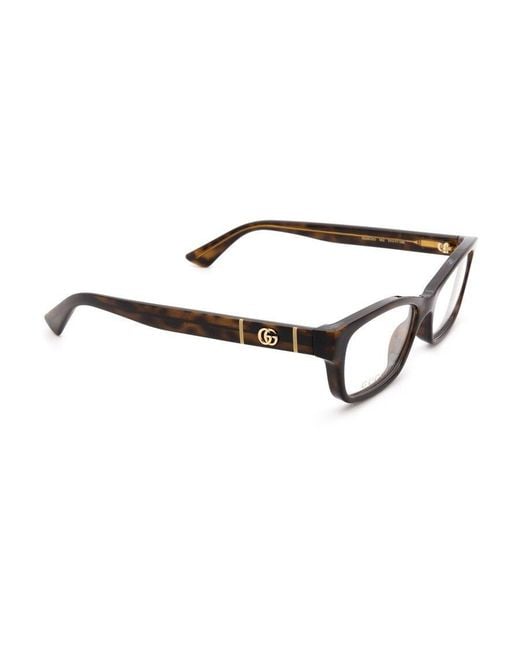 Gucci White Double-G Tortoiseshell-Effect Glasses