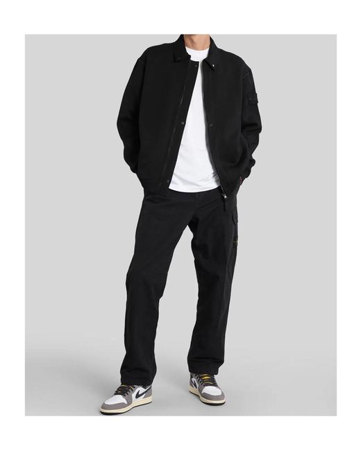 Stone Island Black Logo Patch Zip-Up Sweatshirt for men
