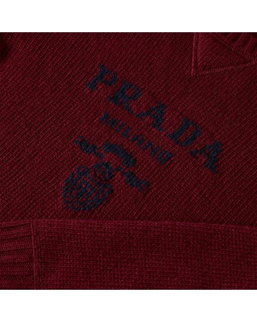 Prada Red Crew Neck Knit Sweater