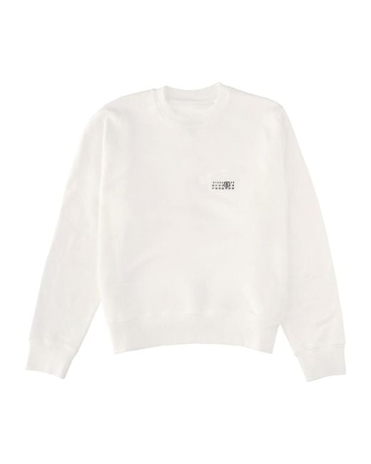 MM6 by Maison Margiela White Numeric Signature Label Crewneck Sweatshirt