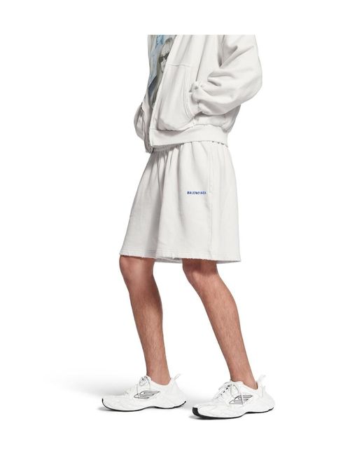 Balenciaga White Logo Embroidered Bermuda Shorts for men