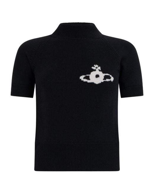 Vivienne Westwood Black Orb Short Sleeve Knitted Top