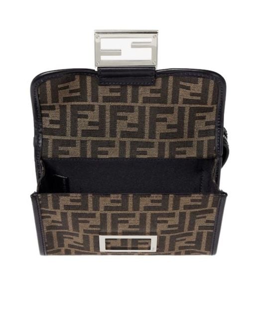 Fendi Black Double Baguette Ff Jacquard Crossbody Bag for men