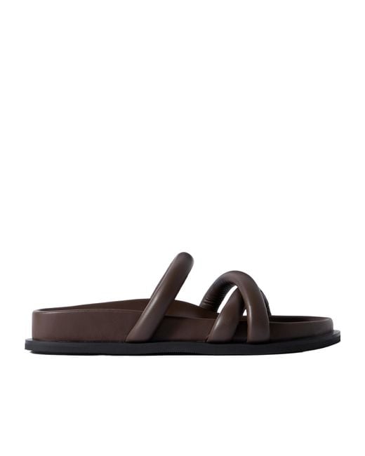 St. Agni Brown Leather Slides