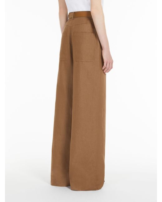 Max Mara Brown Studio Murge Belted Wide Leg Trousers