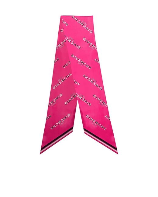 Givenchy Pink Shadow Rose Logo Silk Scarf