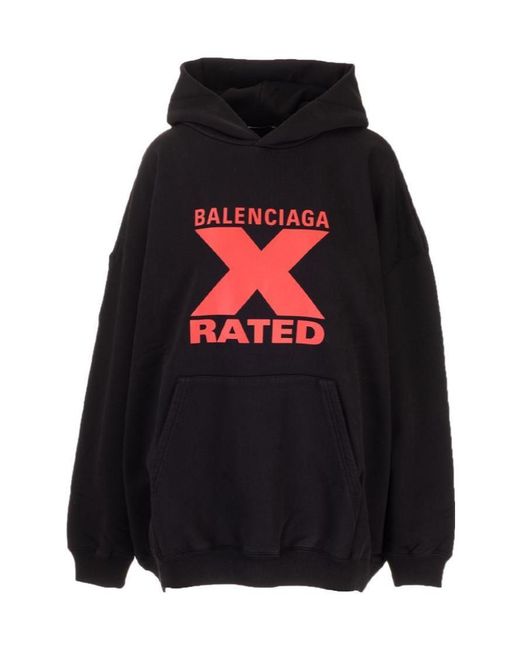 Balenciaga Black Logo Hooded Sweater