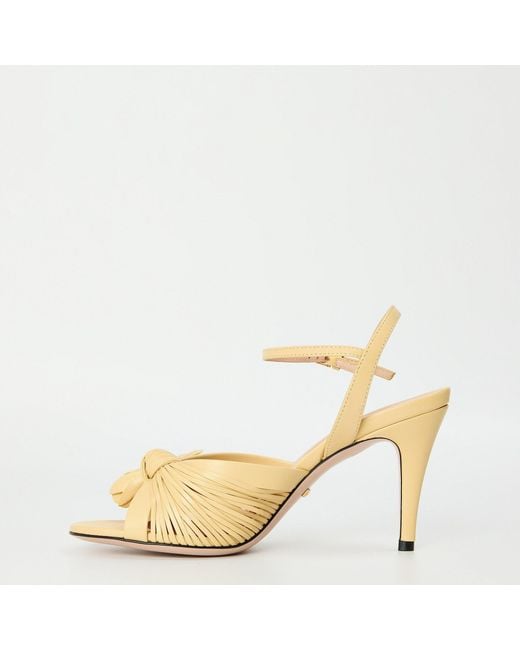 Gucci Metallic Solid Color Heeled Sandals