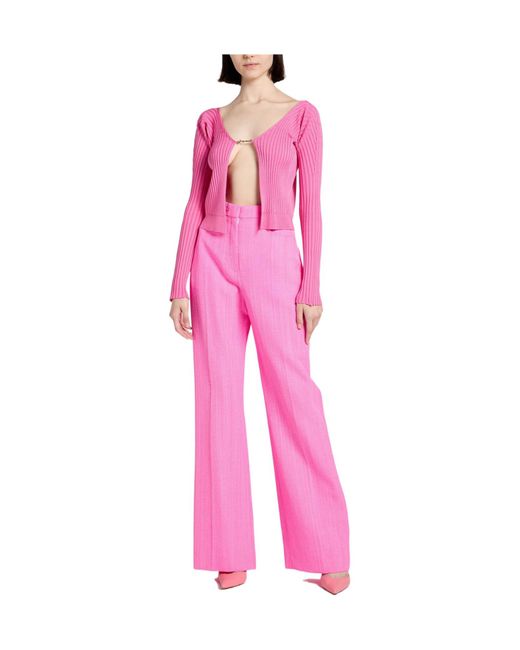 Jacquemus Pink Solid-Colored Knit Top