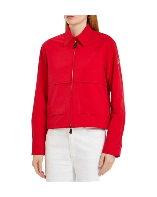 Moncler Red Logo-Appliquéd Cropped Shell Overshirt