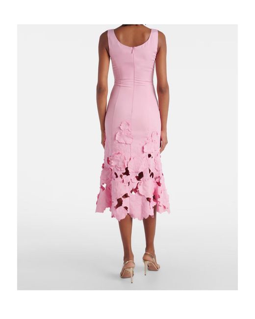 Leo Pink Emily Floral-Appliqué Midi Dress