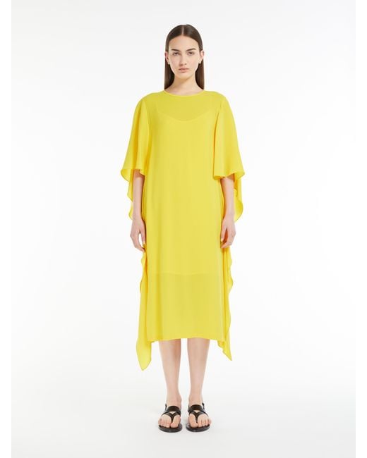 Max Mara Yellow Batwing-Sleeves Midi Dress