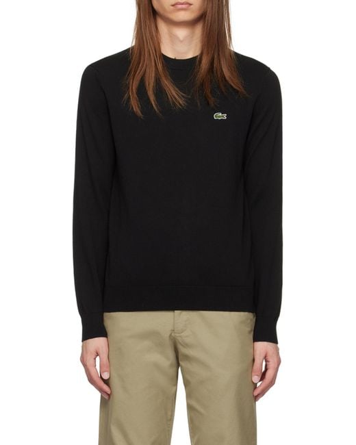 Lacoste Black Logo Patch Crewneck Knitted Jumper for men