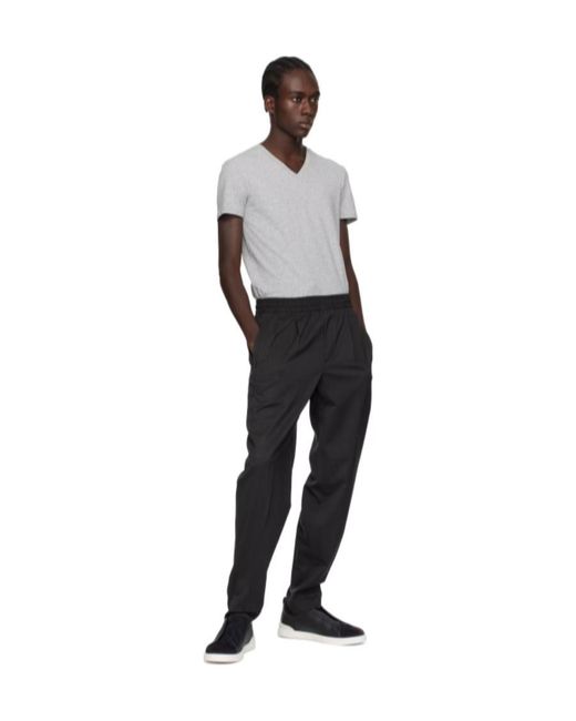 Zegna Gray V-Neck Short-Sleeved T-Shirt for men