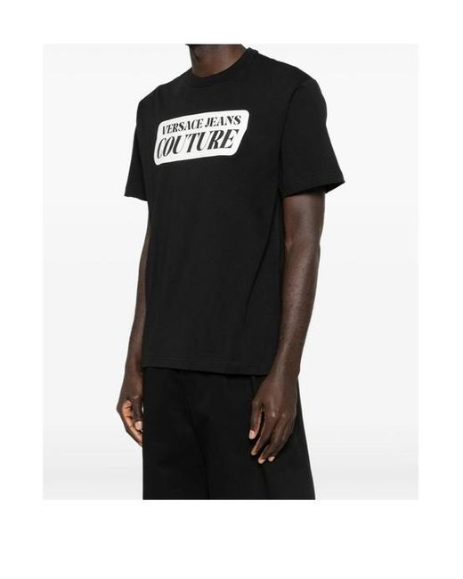Versace Black Jeans Couture Logo Printed Crewneck T-Shirt for men