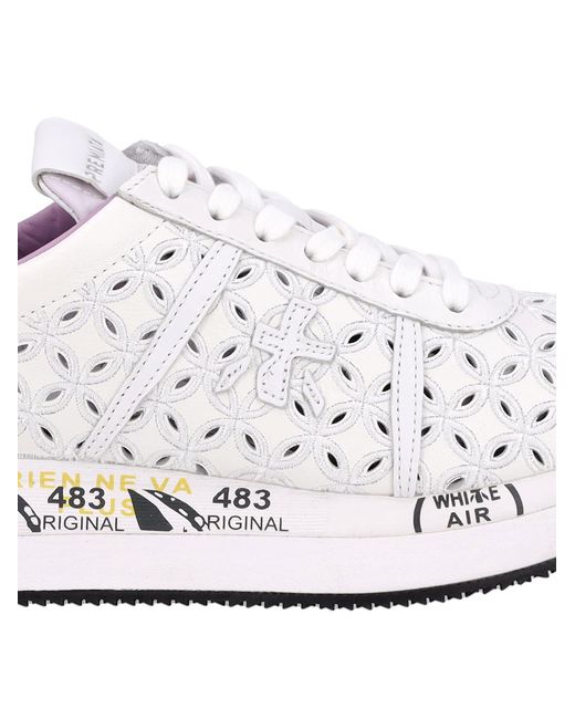 Premiata White Logo Sports Shoes
