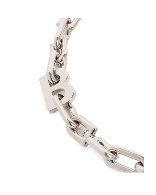 Balenciaga Metallic B Chain Thin Necklace for men