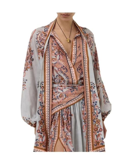 Zimmermann Multicolor Aster Tie Neck Blouse