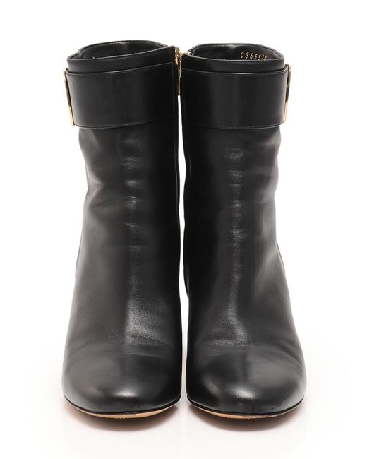 Ferragamo Black Fiamma High-Heeled Ankle Boots