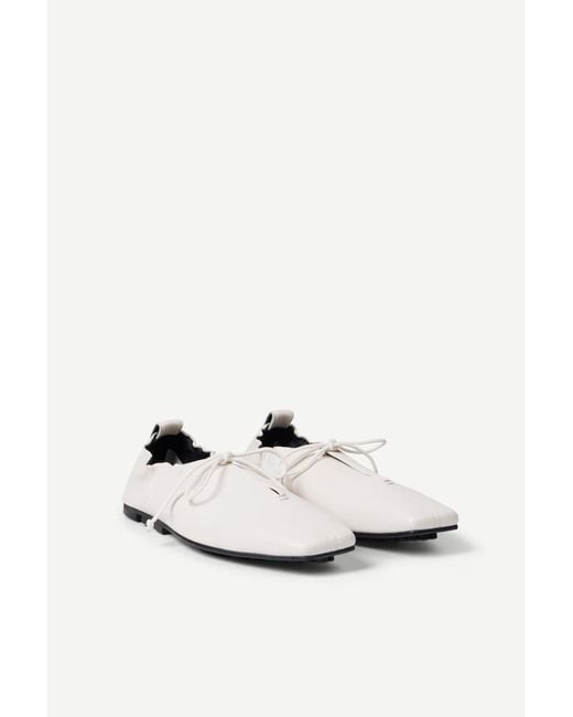 Samsøe & Samsøe White Lace-Up Ballet Flats