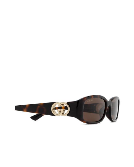 Gucci White Eyewear Rectangular Frame Sunglasses