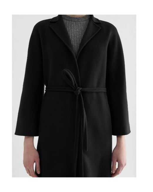 Jil Sander Black 84 Db Belted Wrap Coat